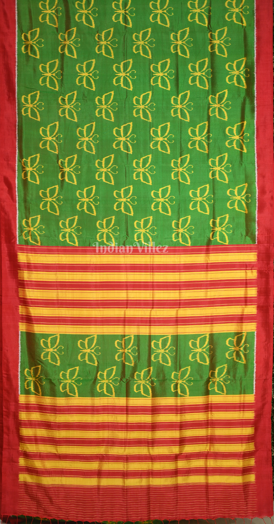 Green Yellow Butterfly Theme Contemporary Designer Silk Saree