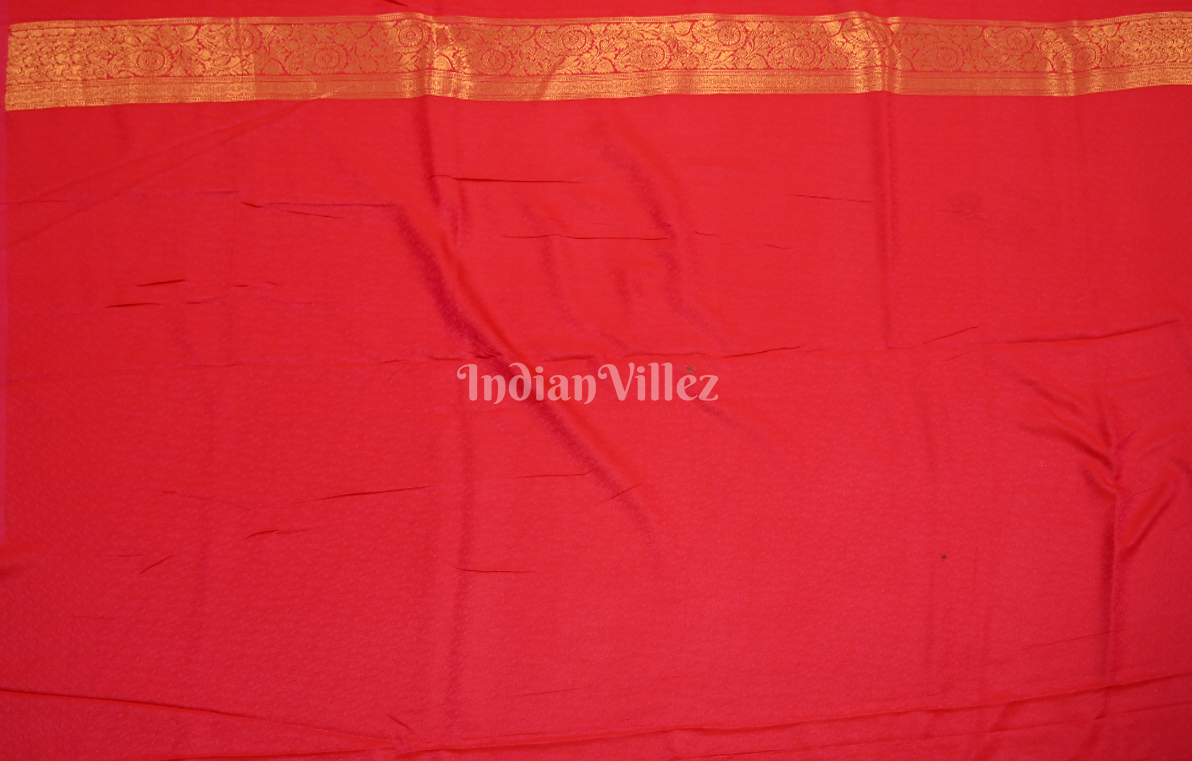 Red Diamond Floral Brocade Pure Kanjivaram Silk Saree