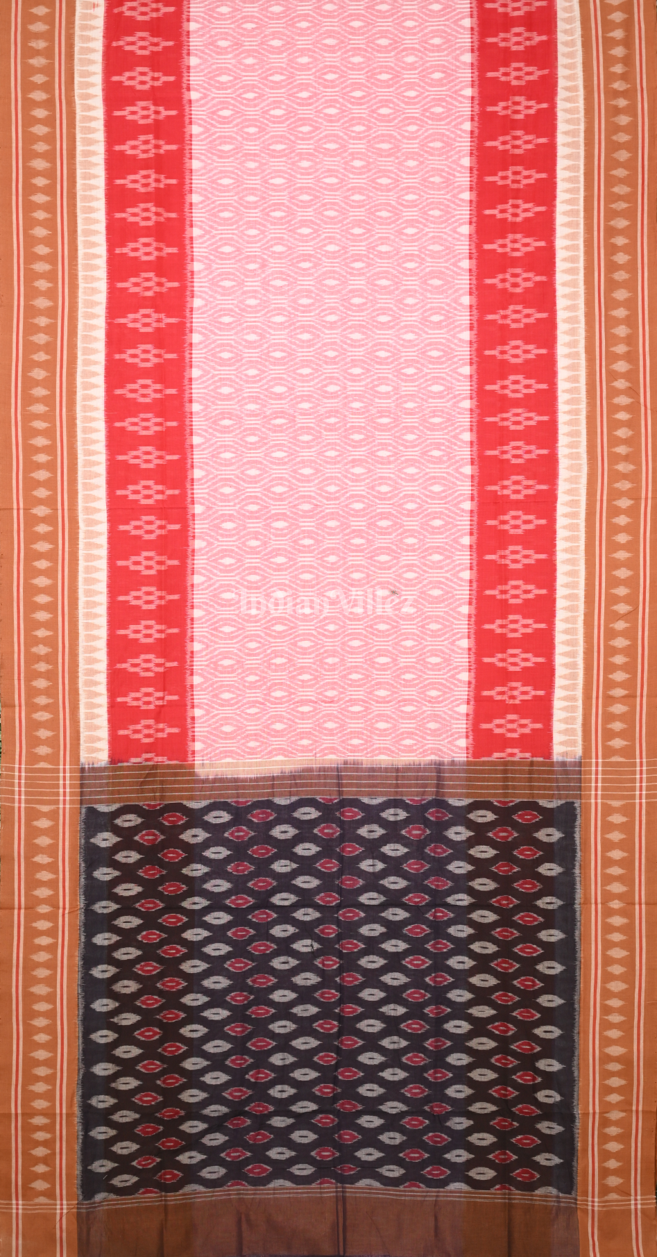 Pink Red  Pasapali Odisha Ikat Sambalpuri Cotton Saree