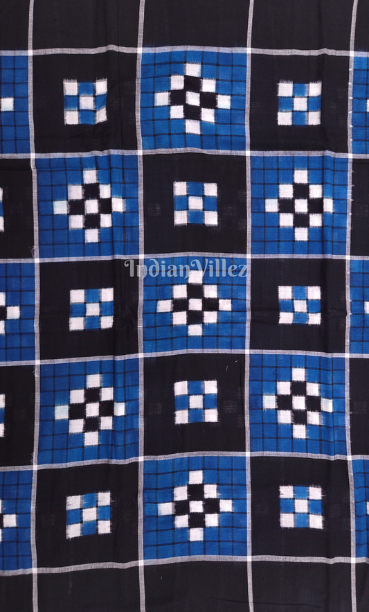 Blue Black Pasapali Odisha Ikat Sambalpuri Cotton Fabric 