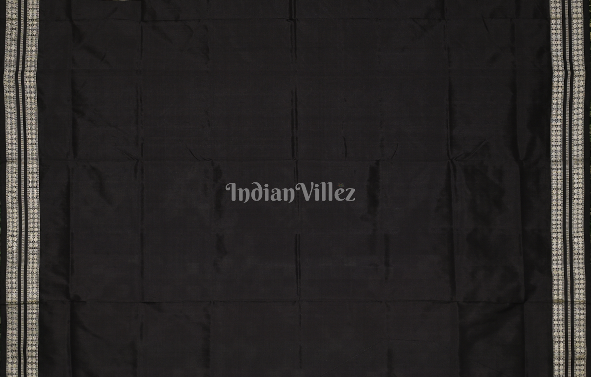 Grey Black Body Pasapali Odisha Ikat Sambalpuri Silk Saree