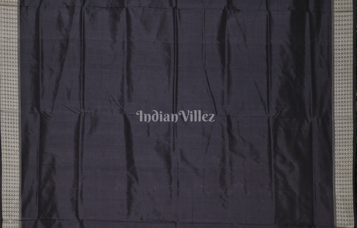 Chocolate Brown Black  Mini Pasapali Odisha Ikat Sambalpuri Silk Saree 