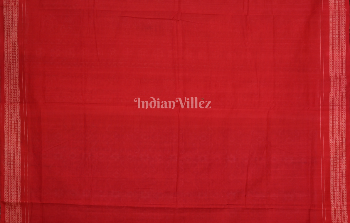 Purple Red Flower Motif Odisha Ikat Sambalpuri Cotton Saree 