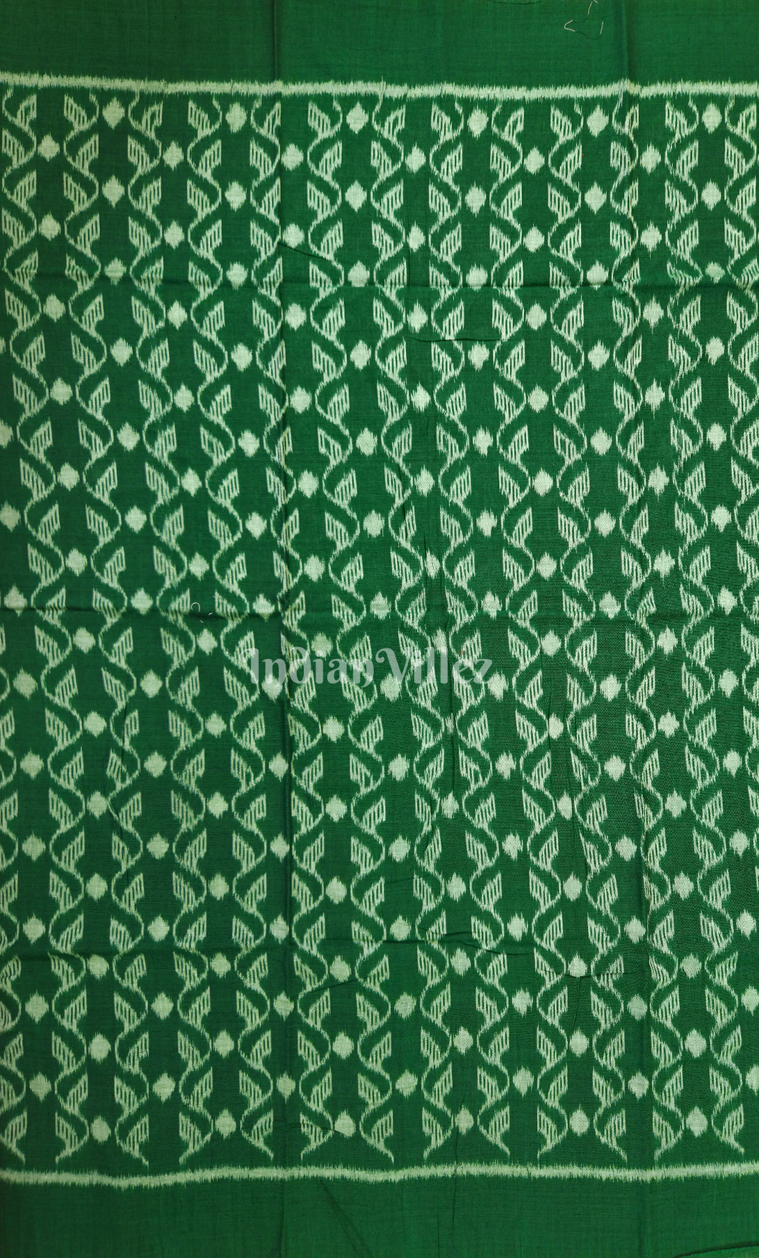 Green Geometric Pattern Odisha Ikat Sambalpuri Cotton Fabric 