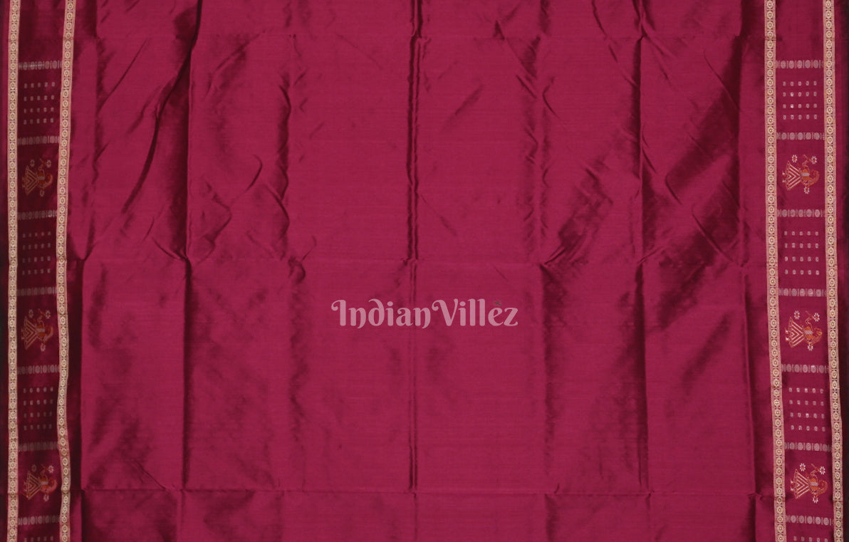 Black Wine Odisha Ikat Sambalpuri Silk saree with Doll Anchal 