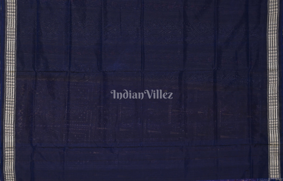 purple Blue Tree Motif Odisha Ikat Sambalpuri Silk Saree 