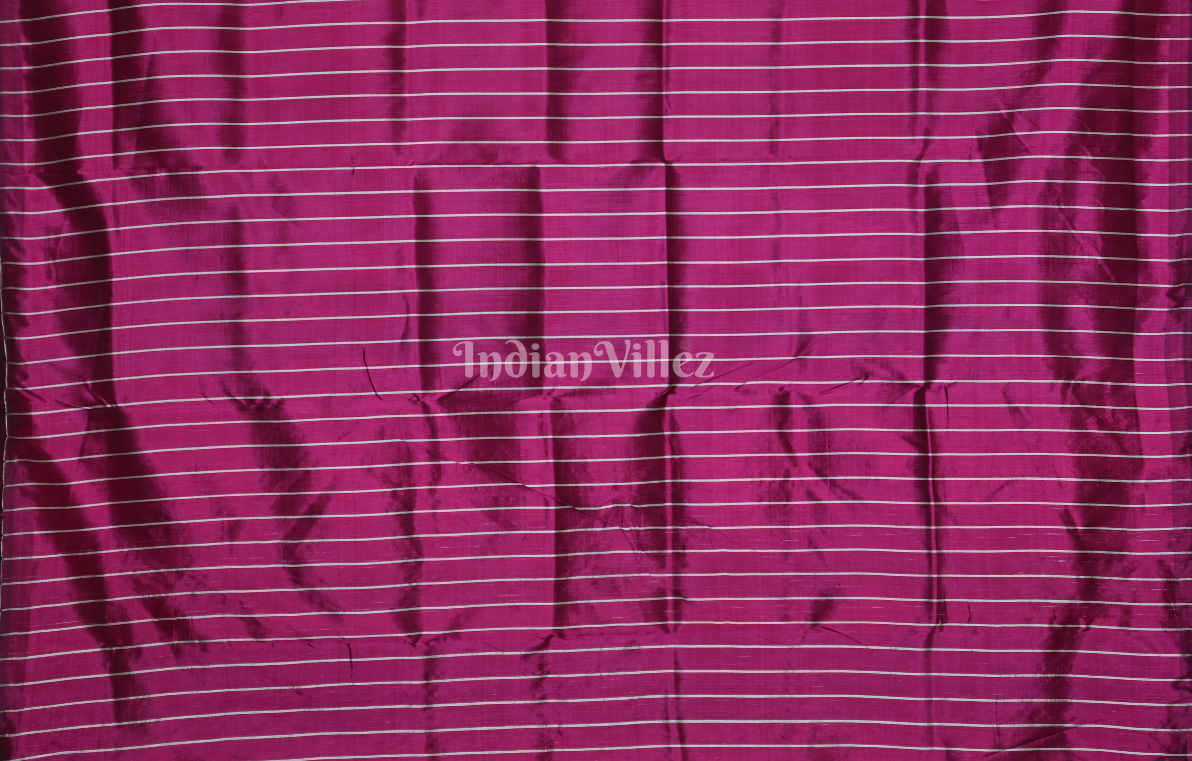 Green Magenta Pink Lotus Parrot  Motif Odisha Ikat Contemporary Designer Silk Saree 