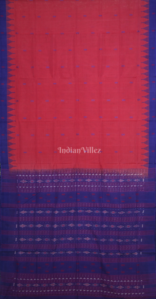 Red Blue Sachipar Odisha Ikat Sambalpuri Cotton Saree