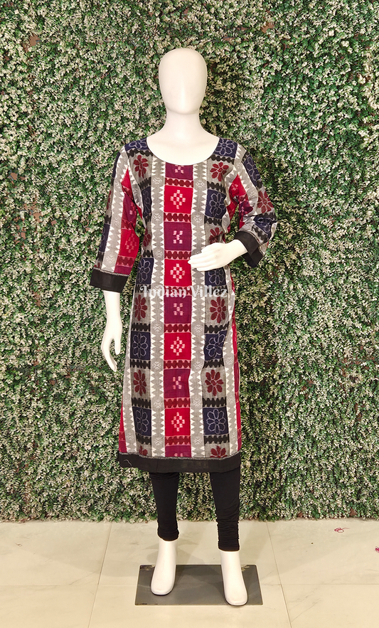 Multi Color Utkalaxmi Odisha Ikat Designer Cotton Kurti for Women 