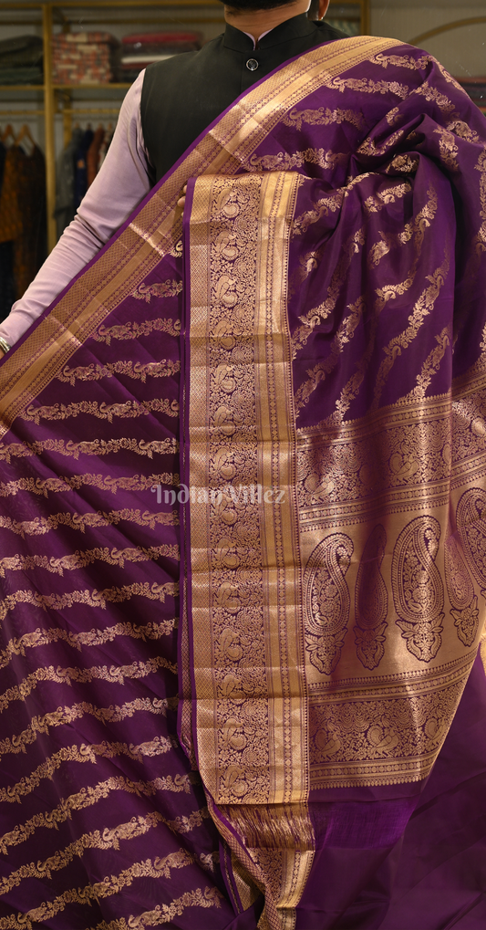 Purple Brocade Pure Kanjivaram Silk Saree 