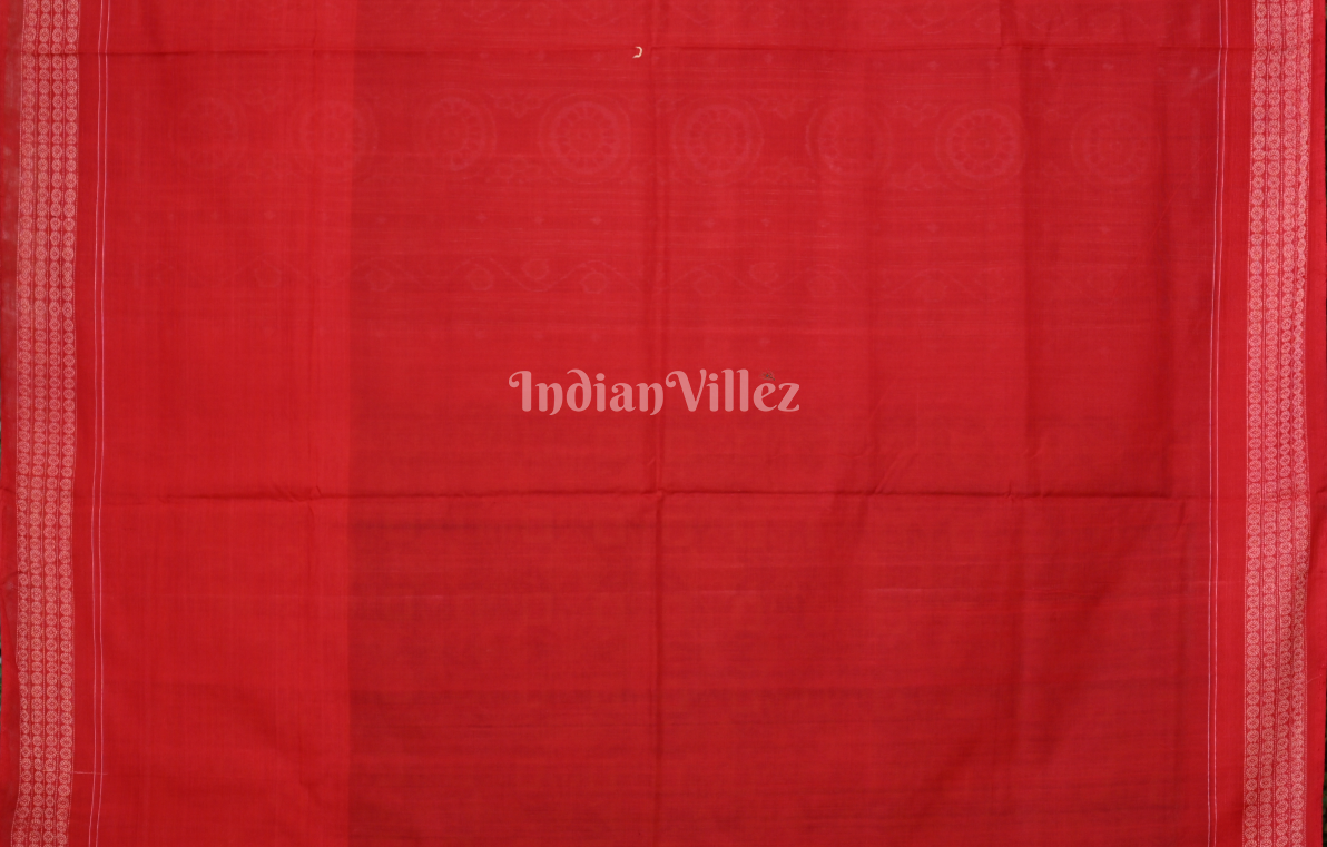 Yellow Red Pasapali Elephant Scot Odisha Ikat Sambalpuri Cotton Saree 