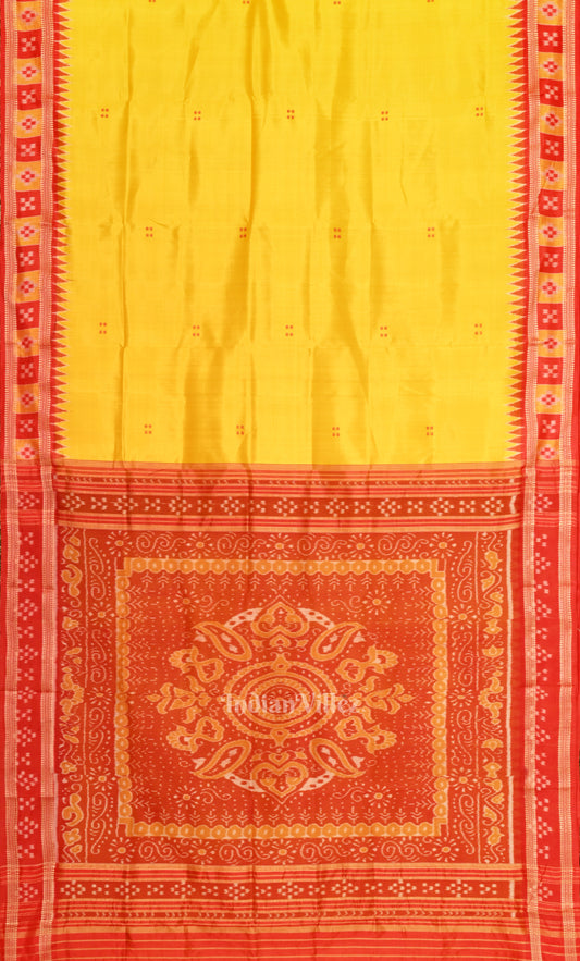 Yellow Red Border Pasapali Odisha Ikat Khandua Silk Saree