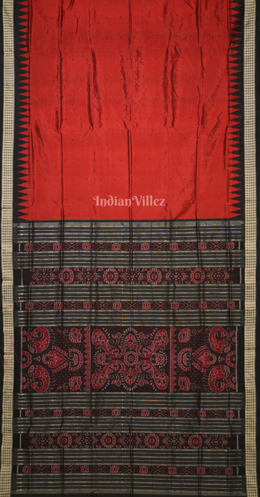 Maroon Black Buti Design Odisha Ikat Bomkai Silk Saree