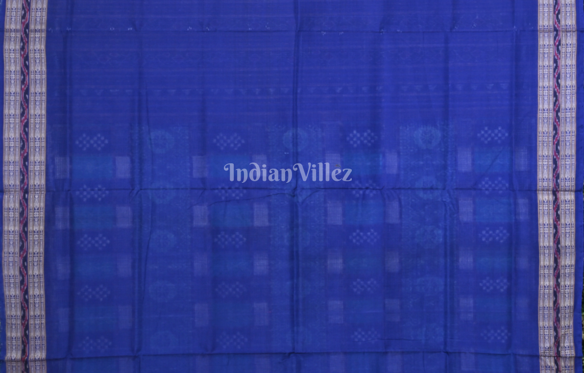 Blue Pasapali Odisha Ikat Sambalpuri Cotton Saree