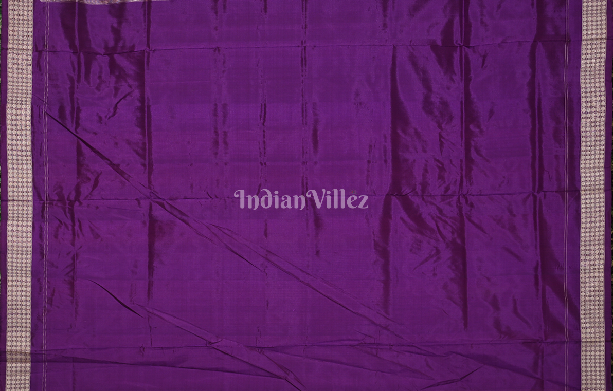 Orange Purple Tribal Theme Odisha Ikat Sambalpuri Silk Saree