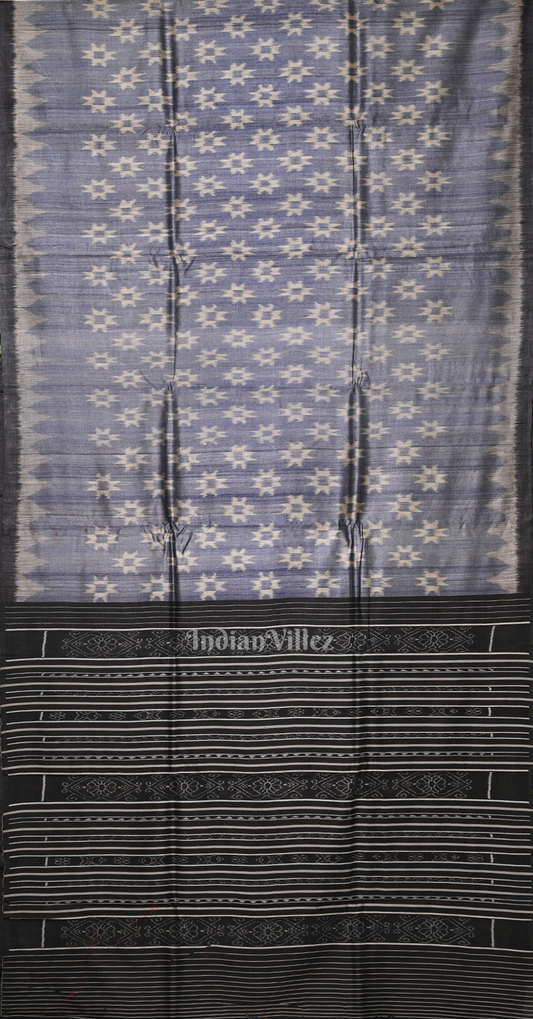 Grey Black Fine Gopalpur Tussar Silk Saree