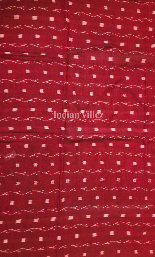 Red Maroon Tipa Design Odisha Ikat Sambalpuri Cotton Fabric 