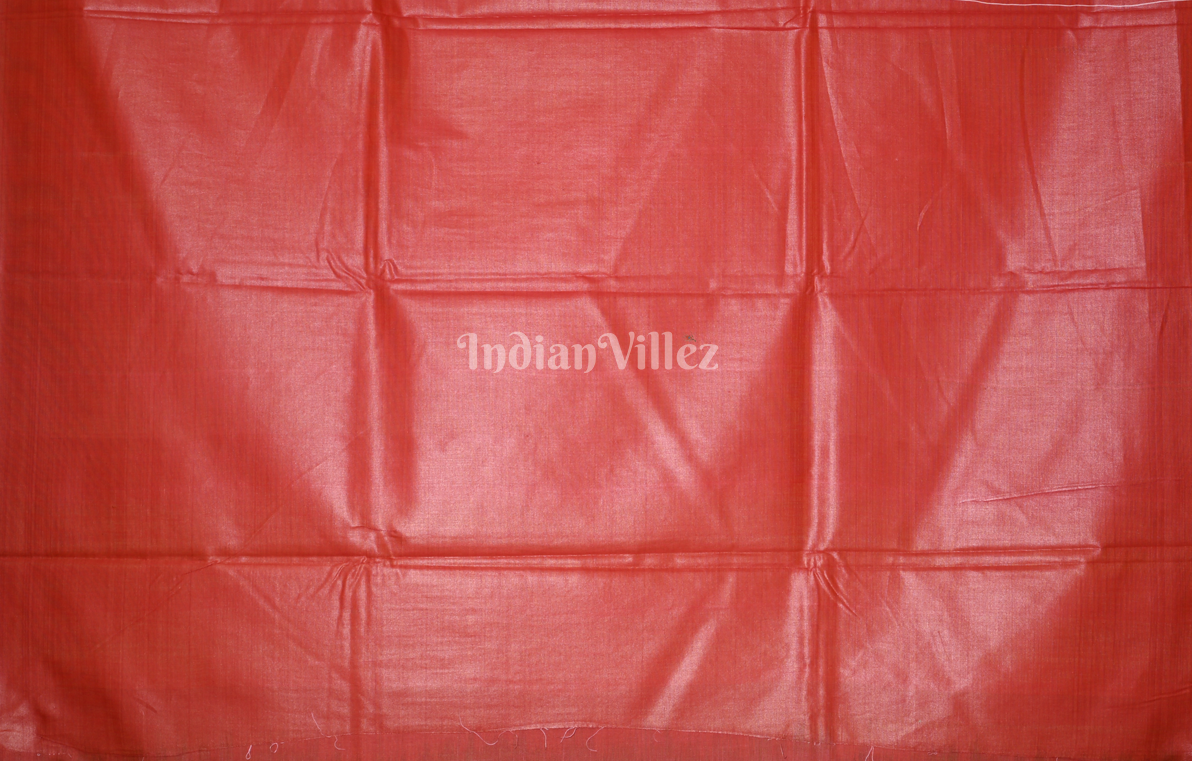 Mustard Yellow Red Gopalpur Tussar Silk Saree 