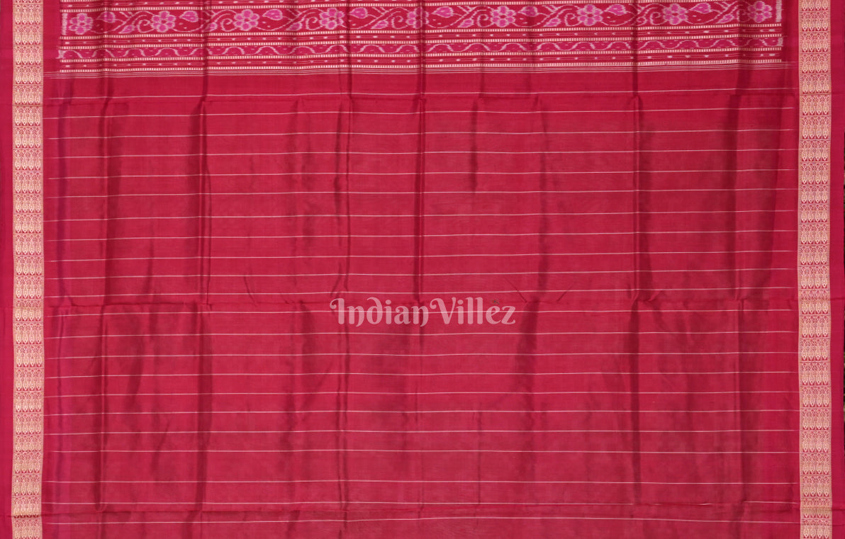Lime Green Rani Pink Odisha Ikat Sambalpuri Silk Saree