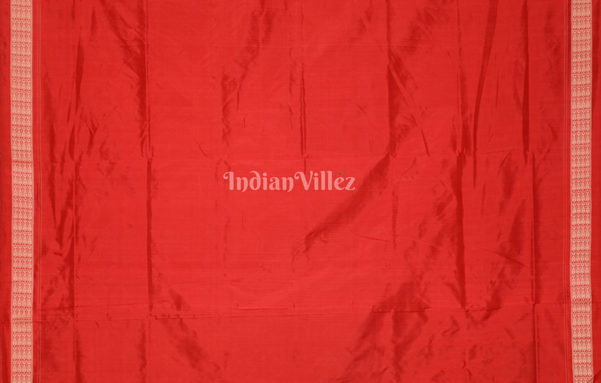Turquoise Red Parsley Design  Odisha Ikat Sambalpuri Silk Saree