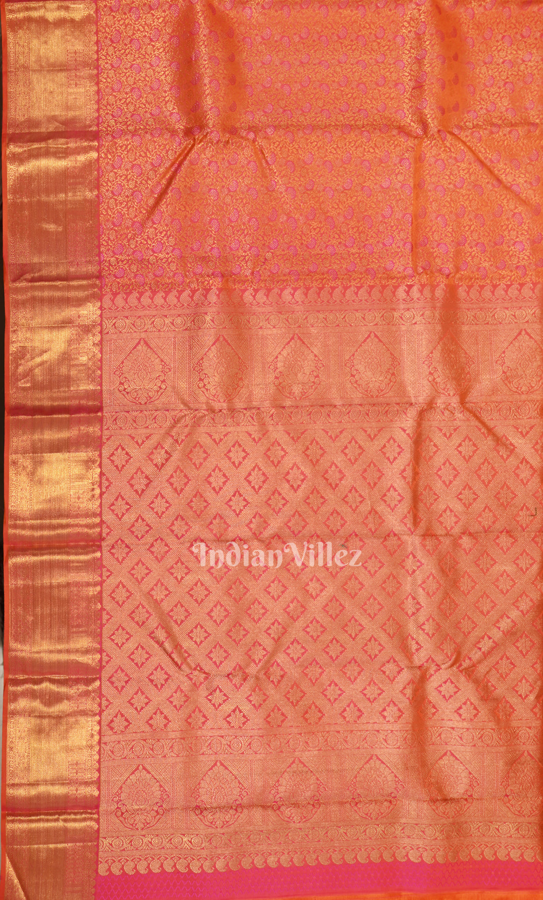  Bridal Dark Red with Golden Floral Brocade Pure Kanjivaram Silk Saree