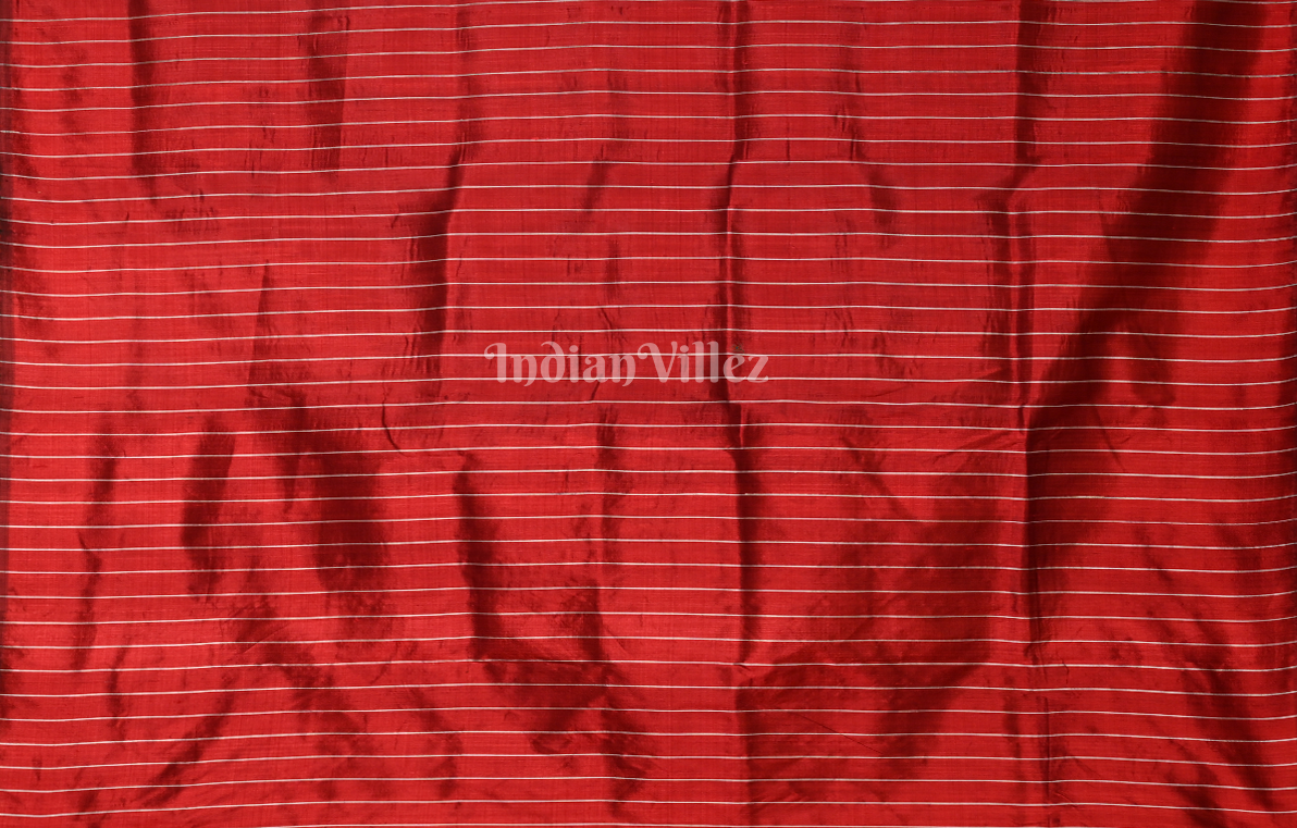 Red Maroon Sankha Padma Motif Contemporary Designer Silk Saree 