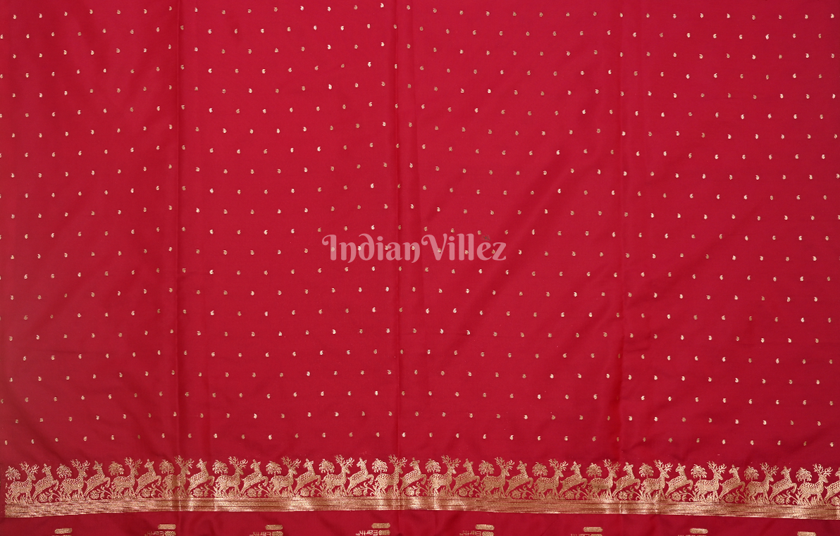 Exclusive Red Buti Design Pure Mashru Satin Silk Banarasi Saree