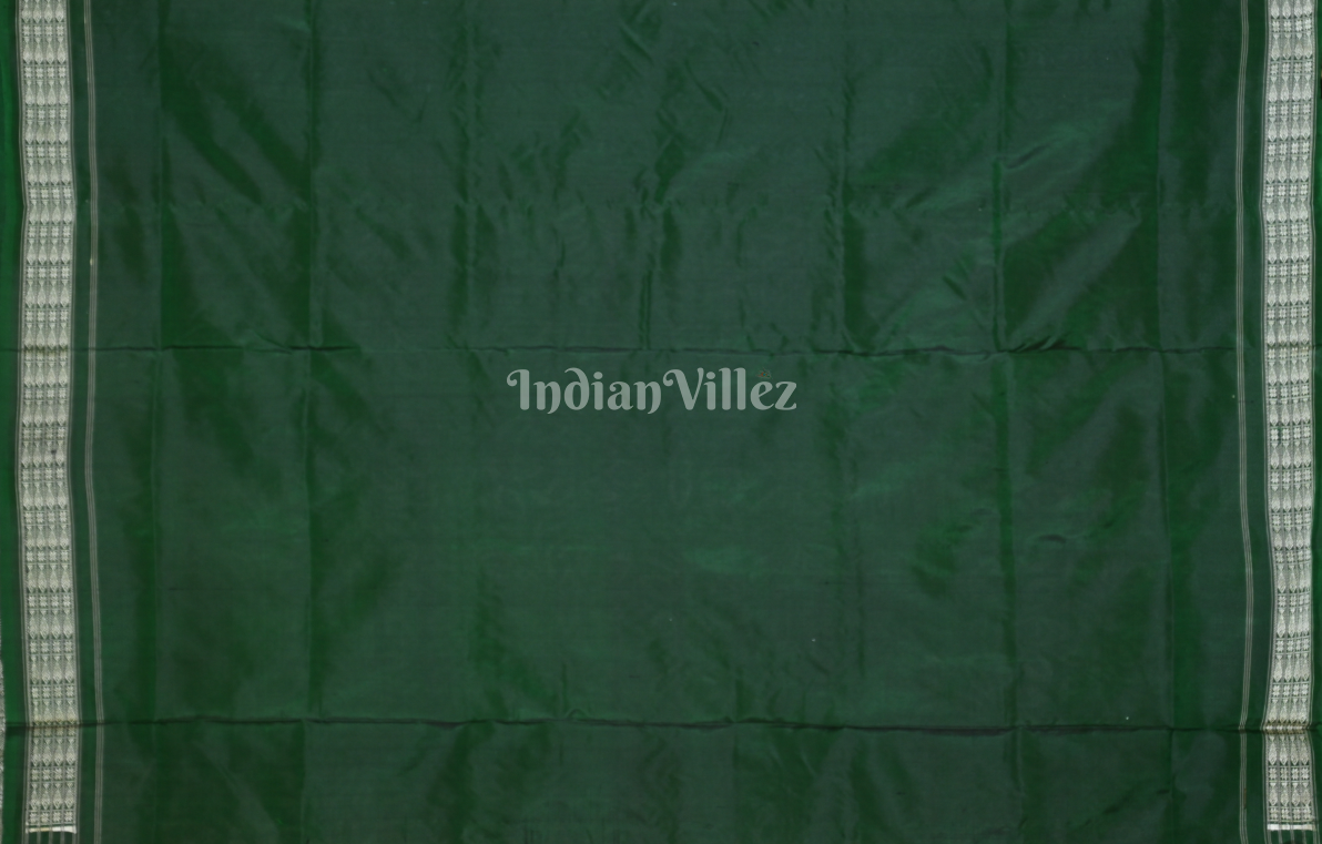 Rani Pink Green Paisley Motif Odisha Ikat Sambalpuri Silk Saree 