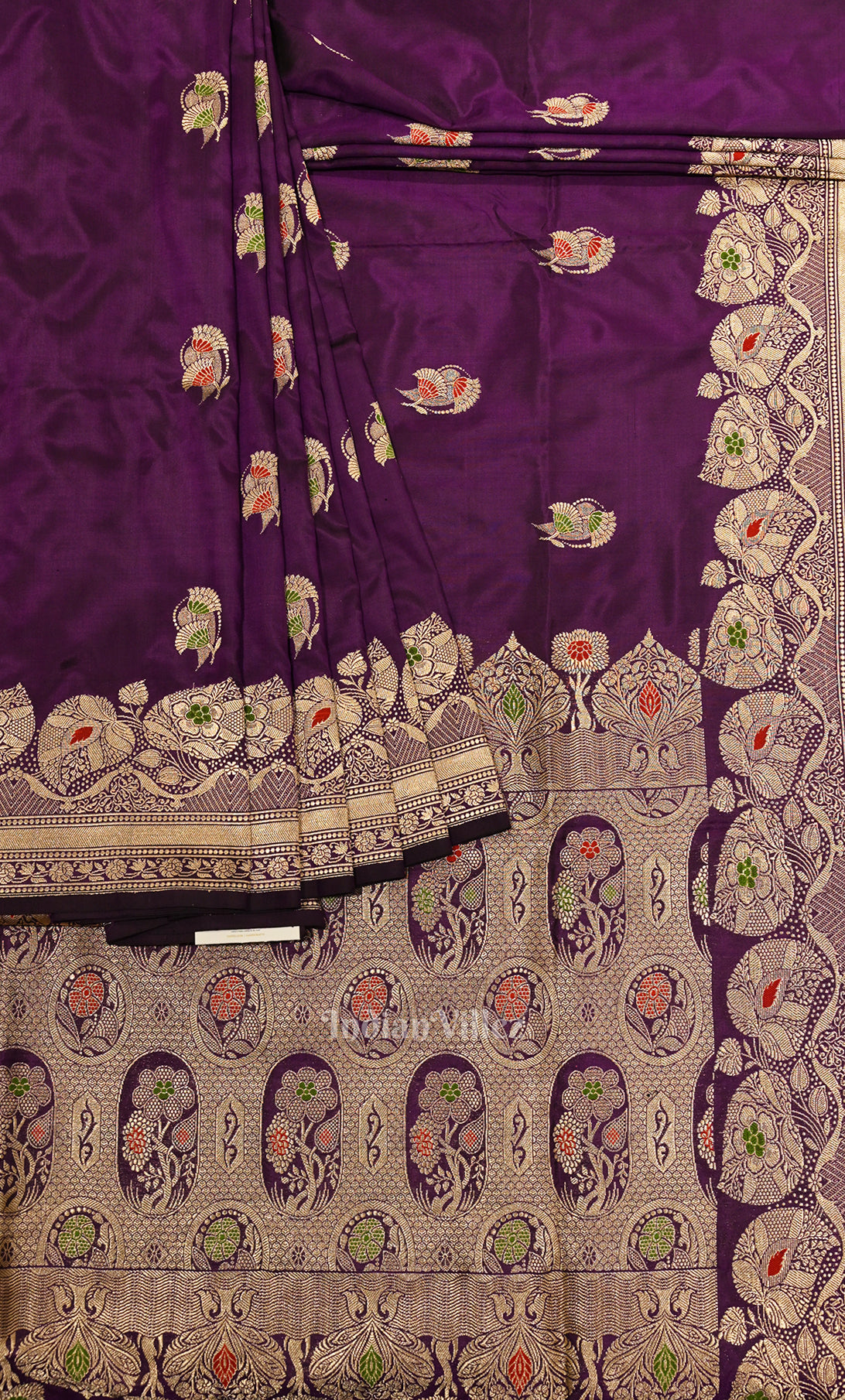 Purple Pure Katan Silk Banarasi Saree 