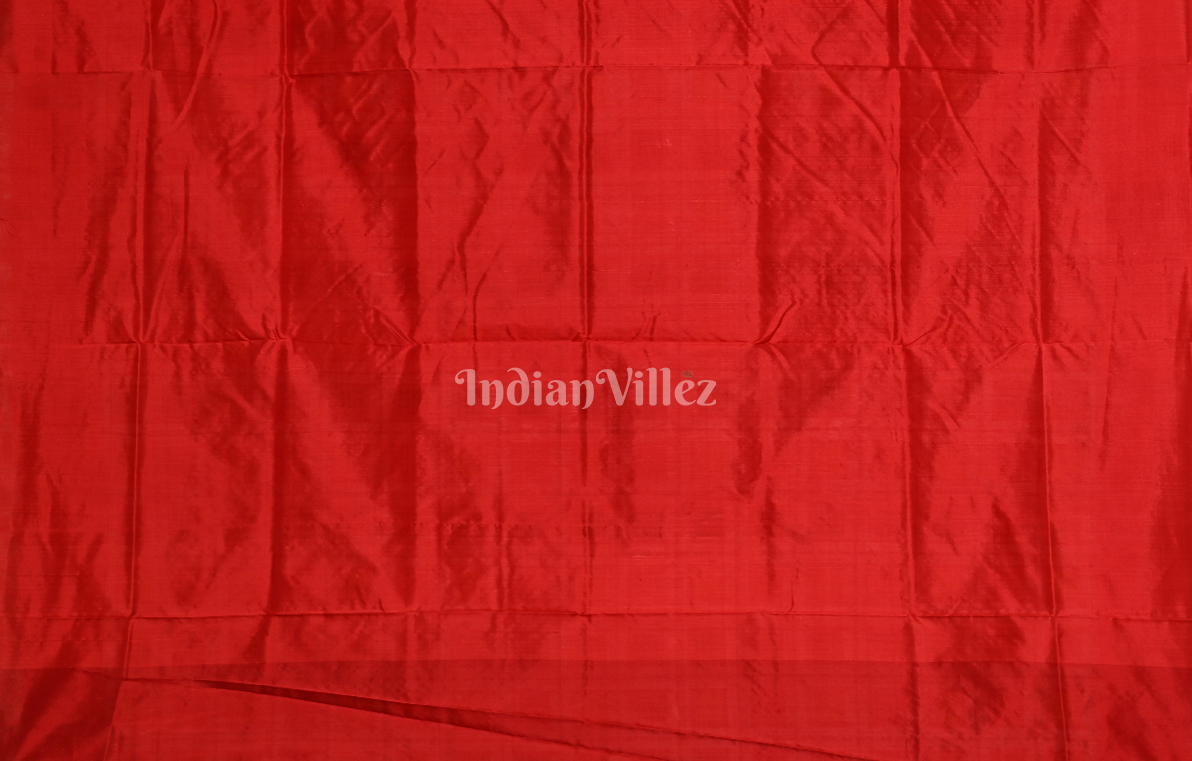 White Red Mini Aswini Odisha Ikat Sambalpuri Silk Saree