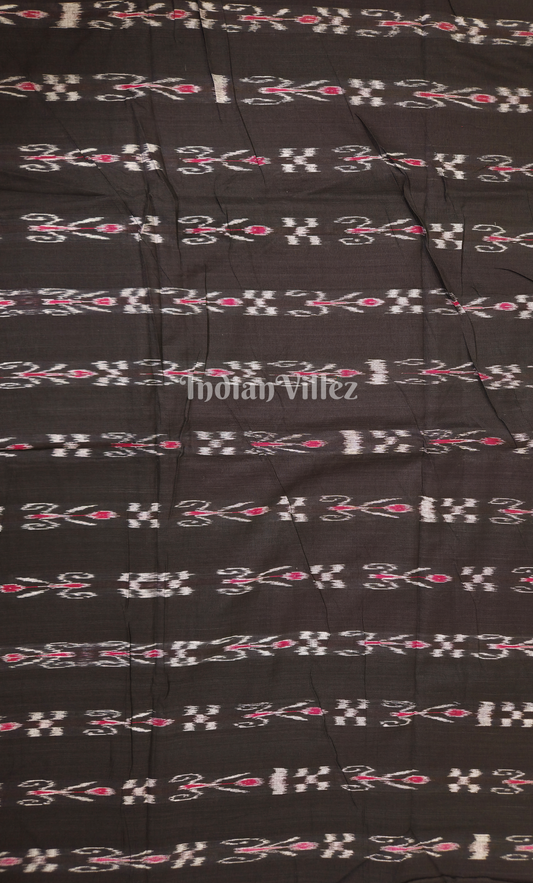 Black Pink Mayur Chandrika Odisha Ikat Sambalpuri Cotton Fabric