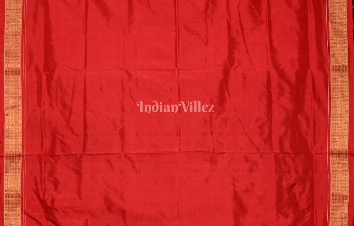 Coffee Maroon Nabakothi Odisha Ikat  Half Tissue Sambalpuri Silk Saree 