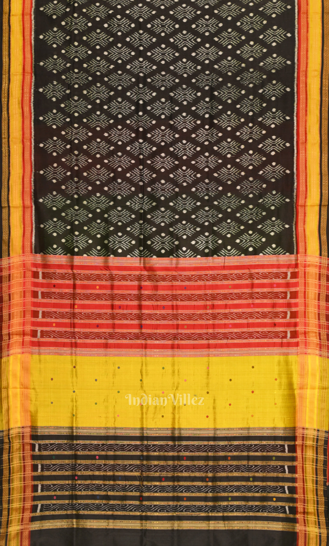Black Kathiphera Odisha ikat Khandua Silk saree 