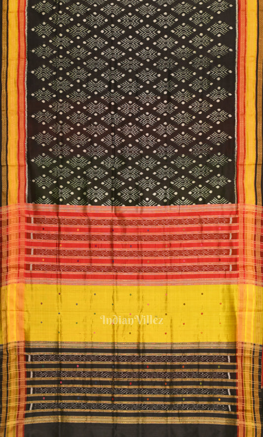 Black Kathiphera Odisha ikat Khandua Silk saree 