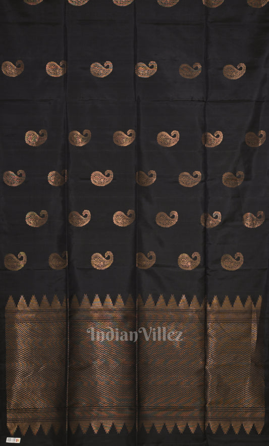 Black Pure Kanjivaram Soft Silk Saree
