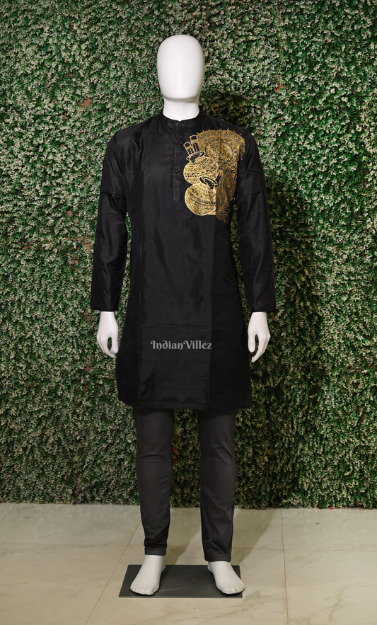 Black Hand-Painted Pattachitra Kurta


