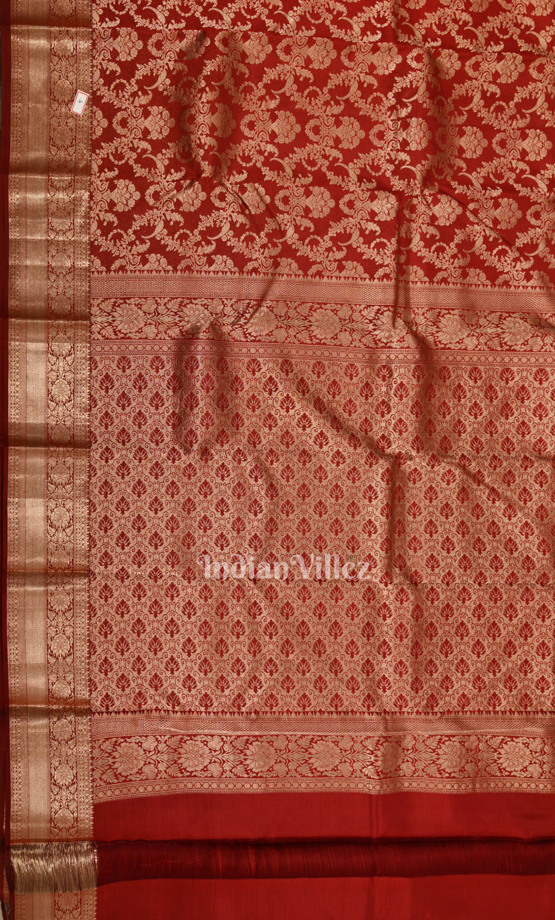 Maroon Red with Golden Floral Brocade Pure Kanjivaram Silk Saree 