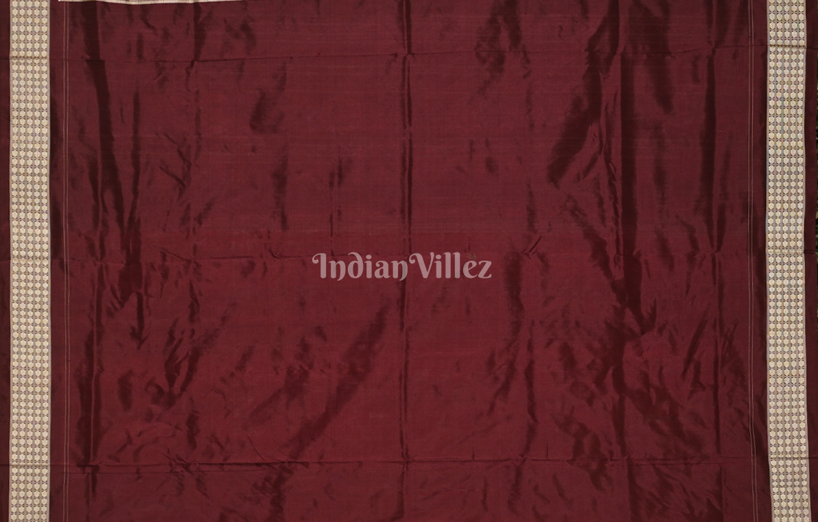 Red Coffee Animal Theme Odisha Ikat Sambalpuri Silk Saree