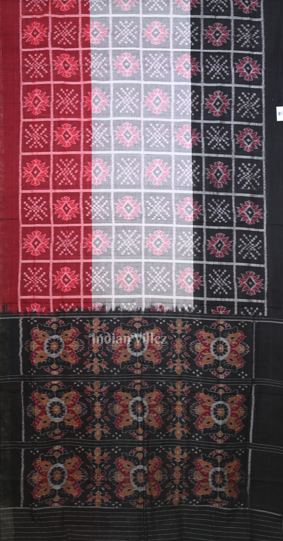 Grey Black White Nabakothi Odisha Ikat Sambalpuri Cotton Saree 