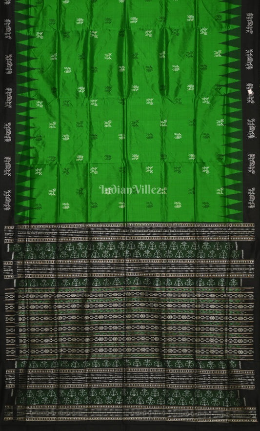 Green Black Tribal Doli Sawari Odisha Ikat Bomkai Sambalpuri Silk Saree