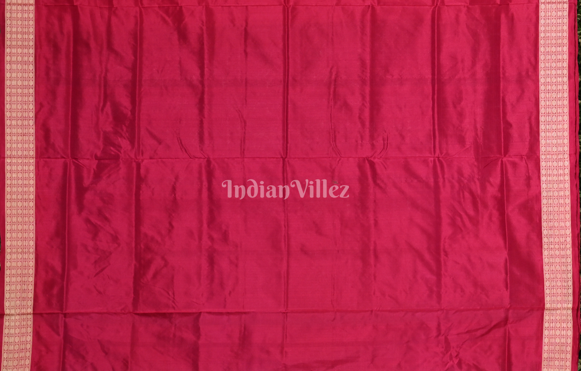 Grey Pink Telia Rumal Theme Odisha Ikat Sambalpuri Silk Saree 