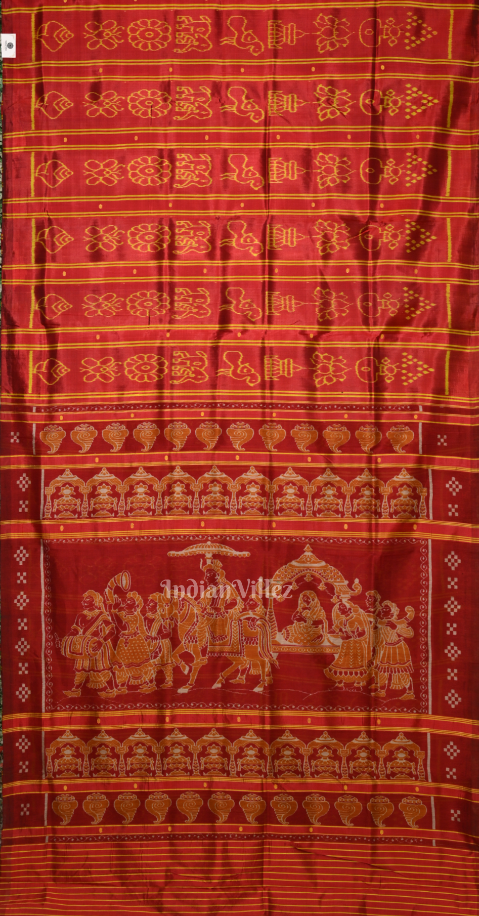 Maroon Red Nabarangi Nabakothi Odisha Ikat Contemporary Designer Silk Saree 