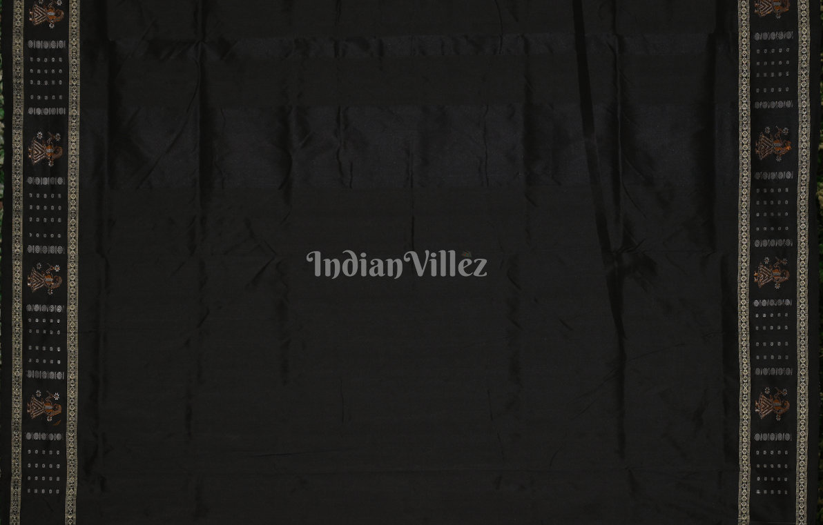 Red Black Odisha Ikat Sambalpuri Silk saree with Doll Anchal 