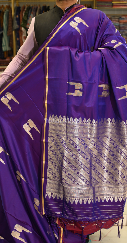 Purple Mashru Satin Banarasi Silk Saree