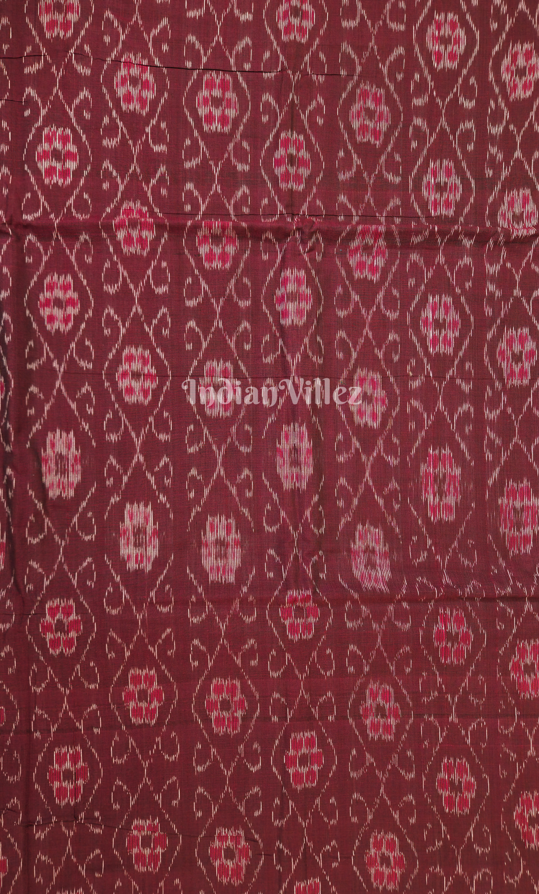 Coffee Floral Motif Odisha Ikat Sambalpuri Cotton Fabric