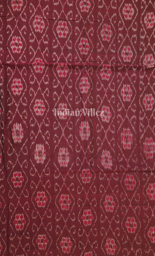 Coffee Floral Motif Odisha Ikat Sambalpuri Cotton Fabric