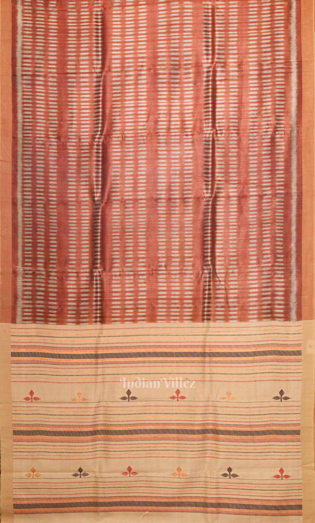 Maroon Beige Gopalpur Tussar Silk Saree 