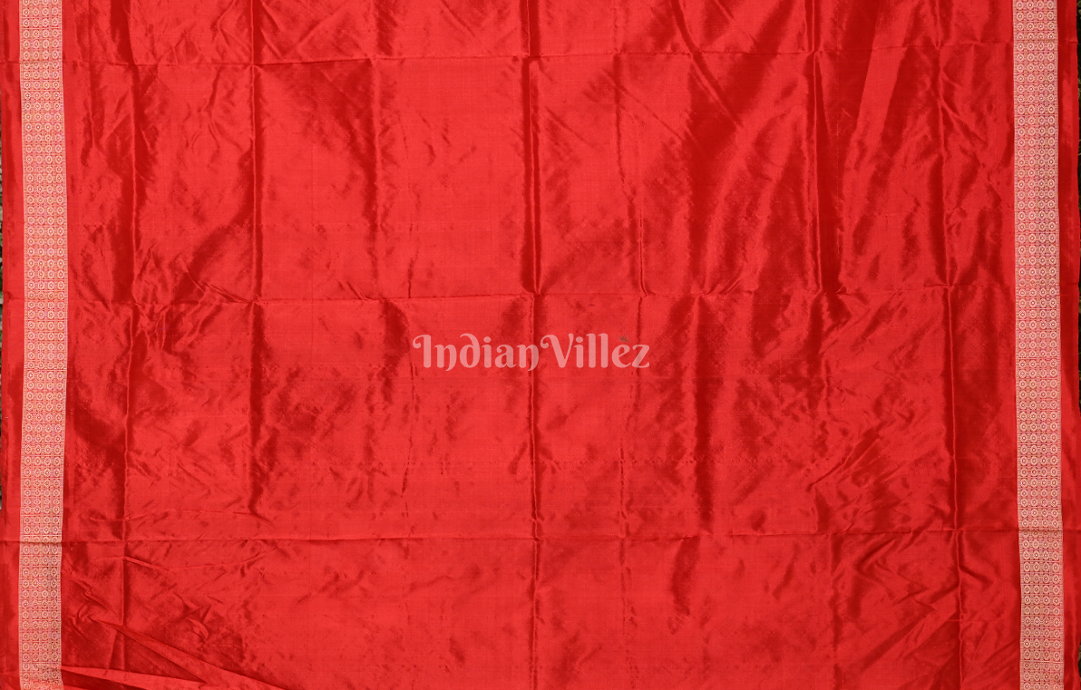Red Black White Pasapali Odisha Ikat Sambalpuri Silk Saree 