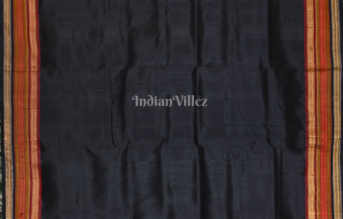 Black with Multi colour Kathiphera Odisha Ikat Khandua Silk Saree 