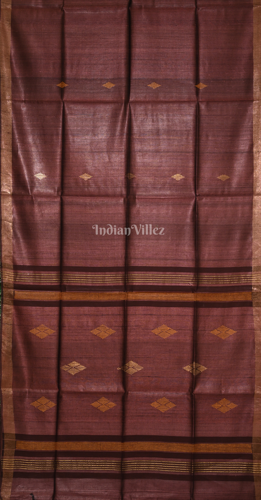 Maroon Tussar Silk Saree 